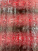 Burgundy Faux Crocodile Vinyl Leather Upholstery Fabric By The Yard, Big 3D Crocodile Vinyl Fabric
