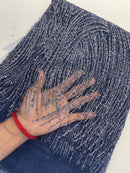 Navy Blue Glitter Mesh Lace Fabric Prom/Dress By The Yard