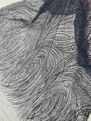 Navy Blue Glitter Mesh Lace Fabric Prom/Dress By The Yard