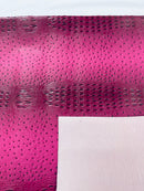 Fuchsia Ostrich Gator Embossed Vinyl Fabric By Yard, Crocodile Ostrich Vinyl Leather Upholstery