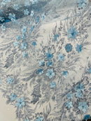 Glitter Floral Mesh, Glitter 3D Flower Sequin Fabric, Wedding Dresses & Quinseñera