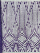 Lilac Embroidery Beaded Fabric By The Yard