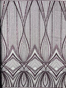 Plum Embroidery Beaded Fabric By The Yard