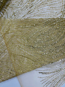 Gold Glitter Mesh Lace Fabric Prom/Dress By The Yard