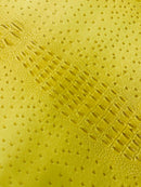 Yellow Ostrich Gator Embossed Vinyl Fabric By Yard, Crocodile Ostrich Vinyl Leather Upholstery