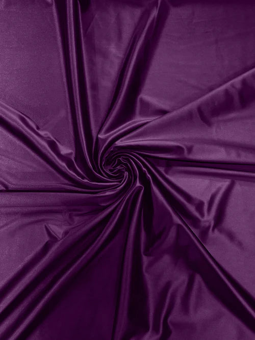 60" Shiny Heavy Satin Fabric - Eggplant - Stretch Satin Shiny Heavy Fabric Sold By Yard