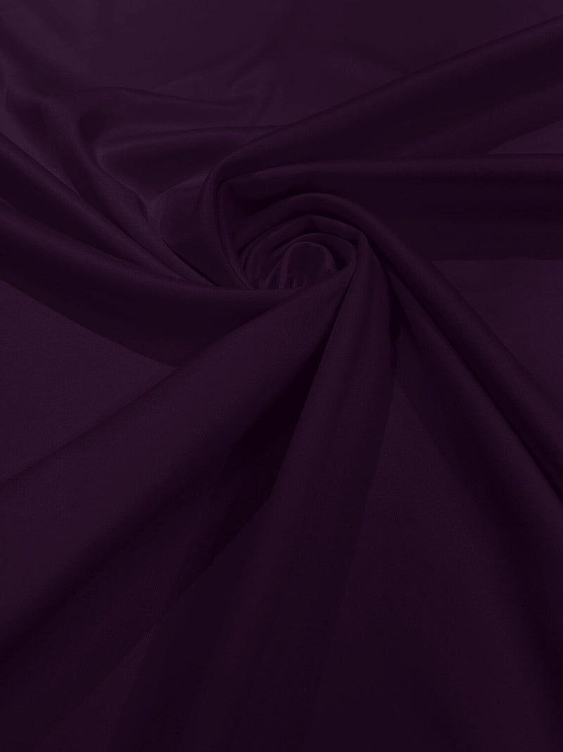 Matte L'Amour Stretch Satin - Eggplant - Stretch Satin Fabric For Bridal, Prom Dress Sold By Yard