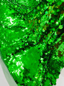 Circle Paillette Sequins - Emerald Green - Large Round Paillette Sequins Design Fabric By Yard