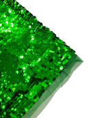 Circle Paillette Sequins - Emerald Green - Large Round Paillette Sequins Design Fabric By Yard
