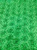 Sequins Satin Rosette Fabric - Emerald Green - 3D Satin Rose Sequins Floral Fabric Sold By The Yard