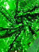 Circle Paillette Sequins - Emerald Green - Large Round Paillette Sequins Design Fabric By Yard