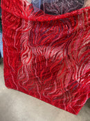 Red Fashion Design - Beaded Fabric Embroidered Sequins And Beads Fabric By Yard