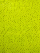 Neon Yellow Ostrich Faux Leather Upholstery By The Yard, Ostrich Embossed Vinyl Leather 54" Wide