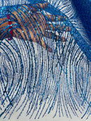 Royal Blue Glitter Mesh Lace Fabric Prom/Dress By The Yard