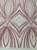 Pink Embroidery Beaded Fabric By The Yard