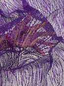 Purple Glitter Mesh Lace Fabric Prom/Dress By The Yard