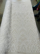 White Fashion Design - Beaded Fabric Embroidered Sequins And Beads Fabric By Yard (Copy)
