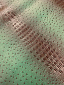 Hunter Green Ostrich Gator Embossed Vinyl Fabric By Yard, Crocodile Ostrich Vinyl Leather Upholstery
