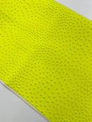 Neon Yellow Ostrich Faux Leather Upholstery By The Yard, Ostrich Embossed Vinyl Leather 54" Wide