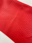 Red Ostrich Faux Leather Upholstery By The Yard, Ostrich Embossed Vinyl Leather 54" Wide