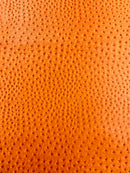 Orange Ostrich Faux Leather Upholstery By The Yard, Ostrich Embossed Vinyl Leather 54" Wide