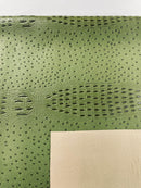 Olive Green Ostrich Gator Embossed Vinyl Fabric By Yard, Crocodile Ostrich Vinyl Leather Upholstery