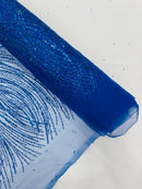 Royal Blue Glitter Mesh Lace Fabric Prom/Dress By The Yard