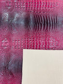 Burgundy Faux Crocodile Vinyl Leather Upholstery Fabric By The Yard, Big 3D Crocodile Vinyl Fabric