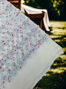 3D Butterfly Design - Floral Print Blue - Embroidered 3D Butterfly Design On Lace Mesh Fabric By Yard