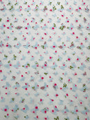 3D Butterfly Design - Floral Print Blue - Embroidered 3D Butterfly Design On Lace Mesh Fabric By Yard