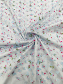 3D Butterfly Design - Floral Print Blue - Embroidered 3D Butterfly Design On Lace Mesh Fabric By Yard