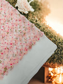 3D Butterfly Design - Floral Print Pink - Embroidered 3D Butterfly Design On Lace Mesh Fabric By Yard