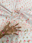 3D Butterfly Design - Floral Print Pink - Embroidered 3D Butterfly Design On Lace Mesh Fabric By Yard