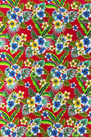 Hawaiian Floral Print Fabric - Fuchsia - 45" Plumeria Tropical Flower Cotton Fabric by Yard