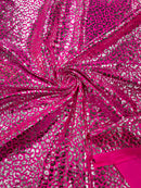 Cheetah Print Spandex Fabric - Fuchsia -  4 Way Stretch Foil Spandex Fabric By Yard