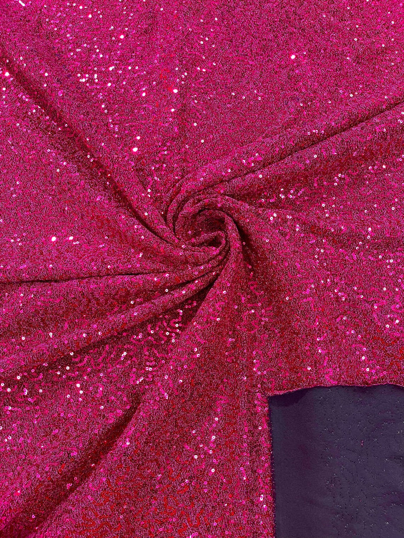 Lurex Stretch Fabric - Fuchsia - Shiny Metallic 4 Way Stretch Sequins Lurex Spandex Fabric by Yard