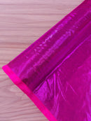 60" Metallic Foil Fabric - Fuchsia - 4 Way Stretch Spandex Foggy Foil Shiny Metallic Fabric by Yard