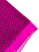 Diamond Net Sequins Fabric - Fuchsia - Geometric Diamond Net Design on Mesh Lace Fabric By Yard