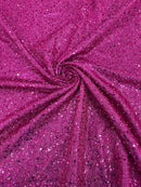 Sparkle Glitter Beaded Fabric - Fuchsia - Shimmer Stretch Glitter Fabric with Beads and Sequins Sold By Yard