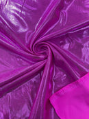 60" Metallic Foil Fabric - Fuchsia - 4 Way Stretch Spandex Foggy Foil Shiny Metallic Fabric by Yard