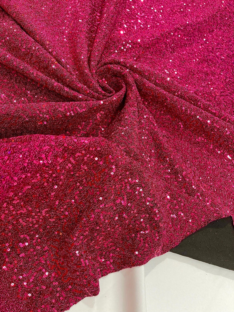 Lurex Stretch Fabric - Fuchsia - Shiny Metallic 4 Way Stretch Sequins Lurex Spandex Fabric by Yard