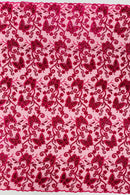 Butterflies Swirl Design - Fuchsia -  Metallic Sequins Butterflies on Lace Fabric By Yard
