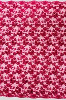 Butterfly Floral Lace Fabric - Fuchsia - Butterfly Flower Metallic Design on Lace Fabric By Yard