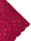 Metallic Floral Butterfly Fabric - Fuchsia - Embroidered Floral Butterfly Design Mesh Fabric by Yard