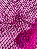 Diamond Net Sequins Fabric - Fuchsia - Geometric Diamond Net Design on Mesh Lace Fabric By Yard