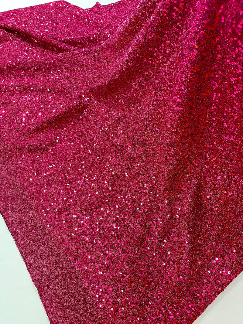 Lurex Stretch Fabric - Fuchsia - Shiny Metallic 4 Way Stretch Sequins Lurex Spandex Fabric by Yard