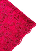 Butterfly Floral Lace Fabric - Fuchsia - Butterfly Flower Metallic Design on Lace Fabric By Yard