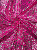 Cheetah Print Spandex Fabric - Fuchsia -  4 Way Stretch Foil Spandex Fabric By Yard