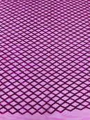 Diamond Net Sequins Fabric - Fuchsia - Geometric Diamond Net Design on Mesh Lace Fabric By Yard