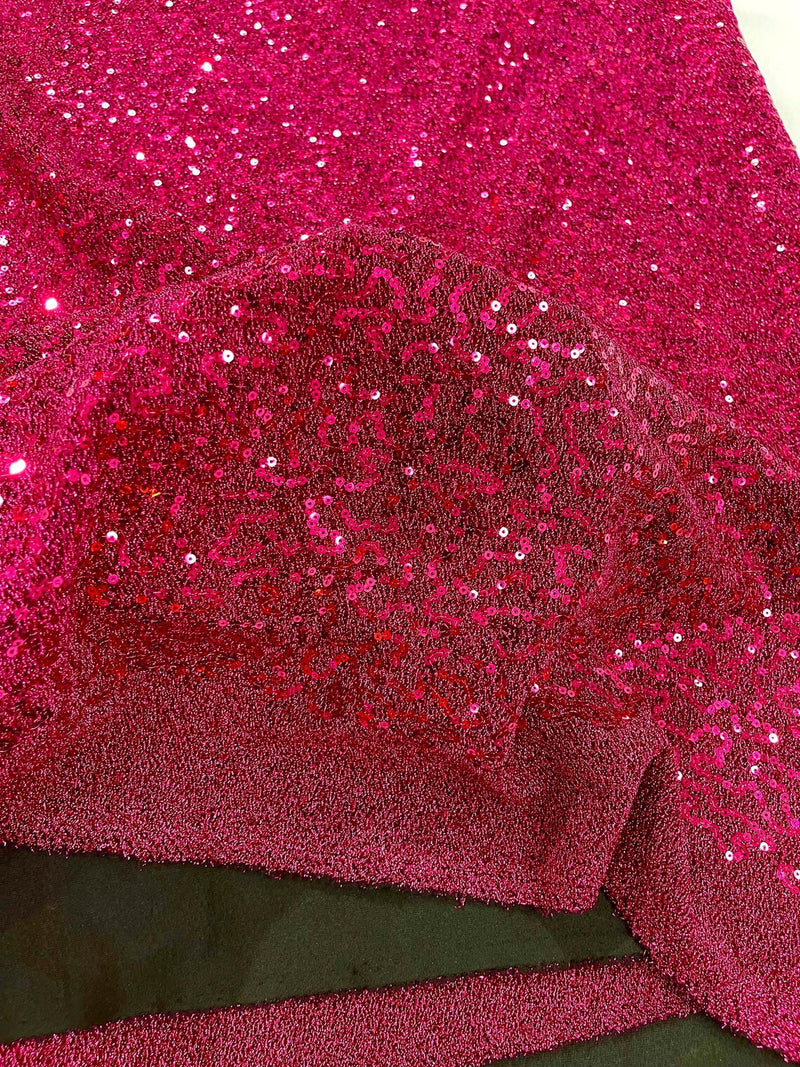 Lurex Stretch Fabric - Fuchsia - Shiny Metallic 4 Way Stretch Sequins Lurex Spandex Fabric by Yard